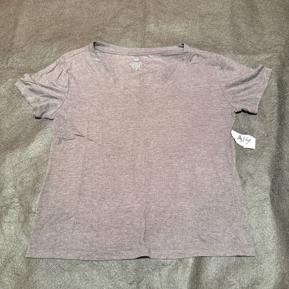 Q Womens TShirt M Medium Dark Gray V Neck Short Sleeve Tee Shirt Casual